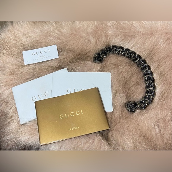 GUCCI black leather Hobo bag galaxy chain / with dustbag and Gucci cards - Picture 3 of 14